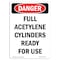 Signmission OSHA Sign, 10" Height, Rigid Plastic, Full Acetylene Cylinders Ready For Use, Portrait OS-DS-P-710-V-2056 - alternate 1